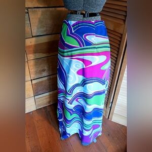 Vintage 1960s MOD Vibrant Multicolor Maxi Skirt